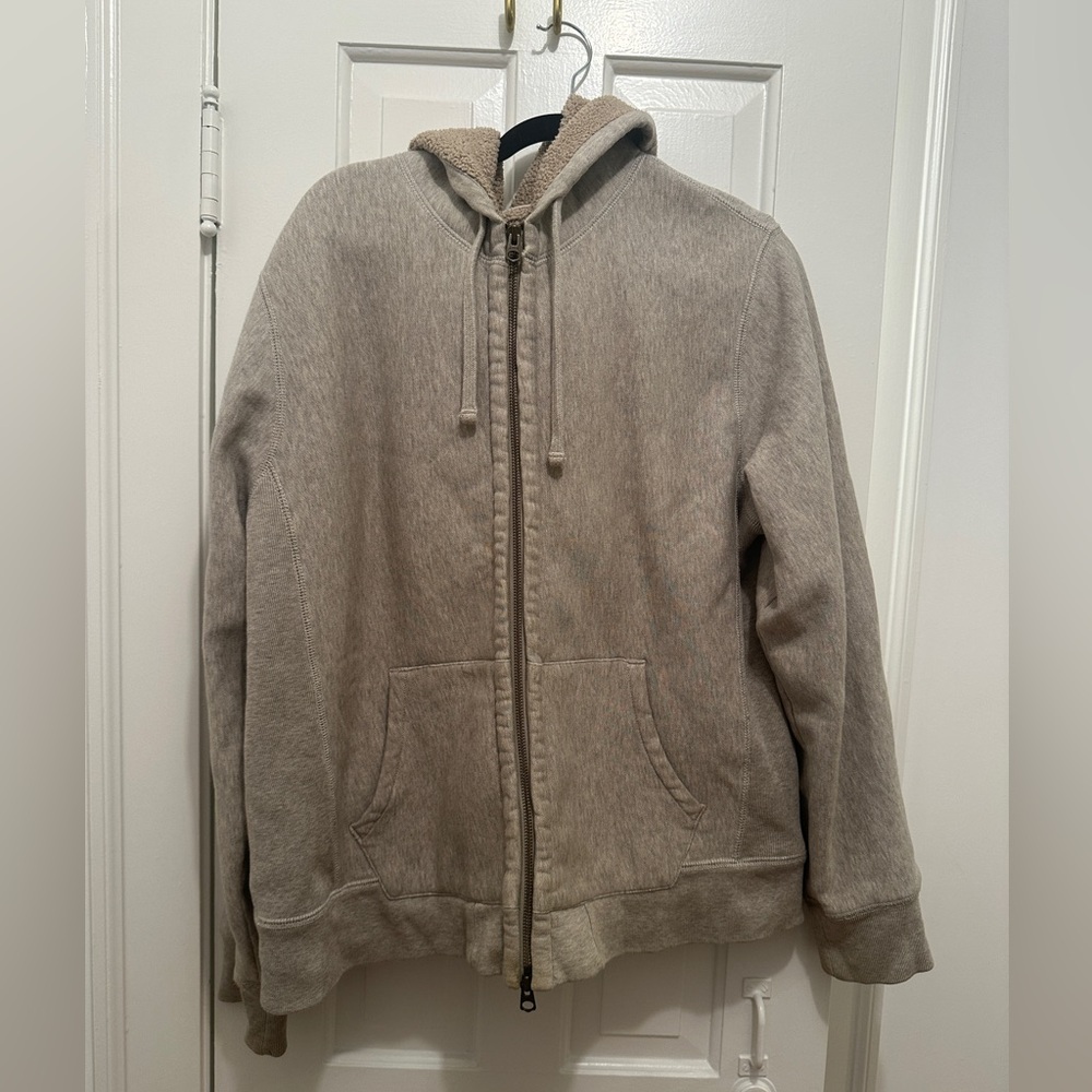 J.Crew Men’s Cozy Tan Zip-Up Sherpa Hoodie